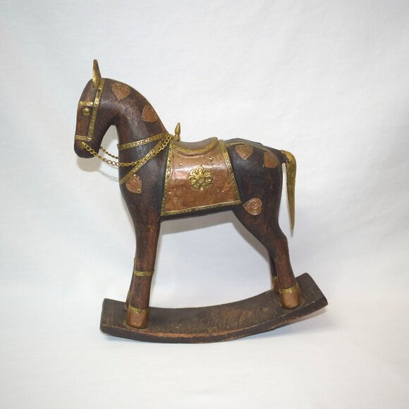 Other - Vintage Rocking Horse War Horse Metal on Wood Made In India